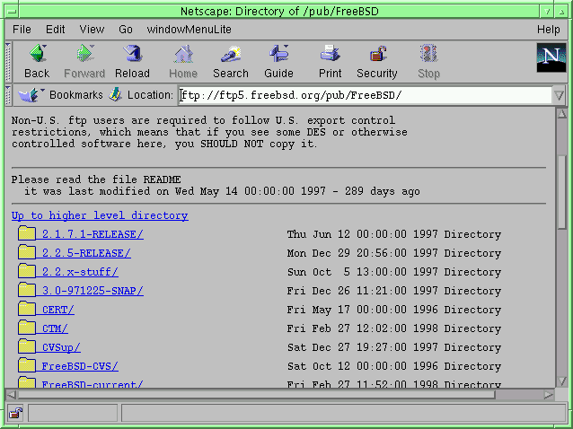 An image of a sample directory listing under netscape. Follow the link above to see the real thing