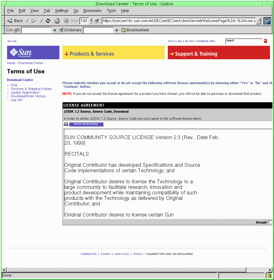 Sun license conditions for some part of Java