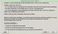 Broken security certificate